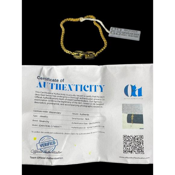 Givenchy GG Gold Plated Chain Bracelet 7.5 in New with Tag COA - Picture 7 of 8